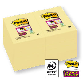 BLOCCO FOGLIETTI POST IT  SUPER STICKY GIALLO CANARY - 47,6 X 76MM - 90 FOGLI - POST IT 74006