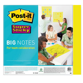 BLOCCO DI FOGLI SUPER STICKY BIG NOTES - 279 X 279MM - GIALLO NEON - 30 FOGLI - POST-IT 83348
