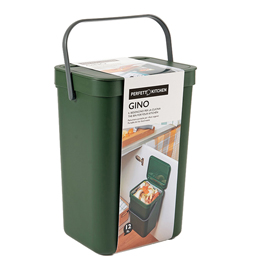 PATTUMIERA GINO - PER RIFIUTI ORGANICI - 24 X 19 X 35,5 CM - 12 LT - VERDE BOSCO - PERFETTO 94946