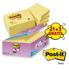 BLOCCO FOGLIETTI POST IT  SUPER STICKY GIALLO CANARY - 47,6 X 47,6MM - 90 FOGLI - POST IT  - CONF. 24 BLOCCHI 74002
