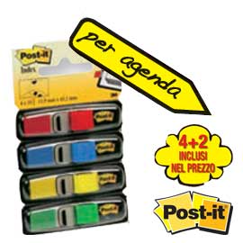 SEGNAPAGINA POST IT  INDEX MINI - 4 COLORI CLASSICI - VALUE PACK 4+2 (BLISTER DA 140 SEGNAPAGINA CIASCUNO) 61851