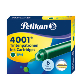 CARTUCCE INCHIOSTRO 4001 (TP-6)  - LUNGHEZZA 39MM - VERDE SCURO - PELIKAN  - CONF. 6 PEZZI 30485
