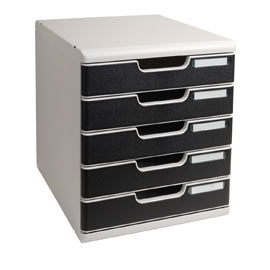 CASSETTIERA MODULO A4 -  35X28,8X32 CM - 5 CASSETTI - GRIGIO-NERO - EXACOMPTA 61957