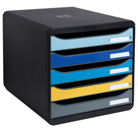 CASSETTIERA BIG BOX PLUS BEE BLUE - 5 CASSETTI A4 - NERO/MULTICOLORE - EXACOMPTA 98604