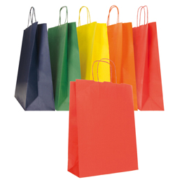 SHOPPER TWISTED - MANIGLIE CORDINO - 45 X 15 X 50 CM - CARTA BIOKRAFT - COLORI ASSORTITI AUTUNNO/INVERNO -  MAINETTI BAGS - CONF. 25 PEZZI 102056