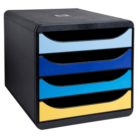 CASSETTIERA BIG BOX BEE BLUE - 4 CASSETTI A4 - NERO/MULTICOLORE - EXACOMPTA 98603