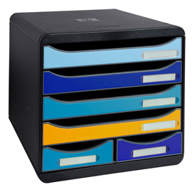 CASSETTIERA BIG BOX MAXI BEE BLUE - 6 CASSETTI A4 - NERO/MULTICOLORE - EXACOMPTA 98605