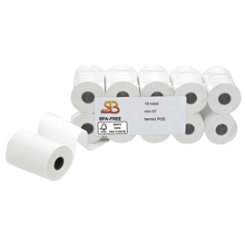 BLISTER 10 ROTOLI CARTA TERMICA 55GR BPA FREE 57MM X 30MT (POS / CARTE CREDIT) 100149