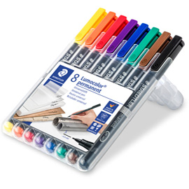 PENNARELLO ASTUCCI LUMOCOLOR PERMANENT 313 - PUNTA 0,4MM - 8 COLORI - STAEDTLER 25089