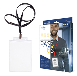 PORTANOME PASS 6S-P - CORDONCINO NERO - 10X15 CM (A6) - TRASPARENTE NEUTRO - SEI ROTA 80276