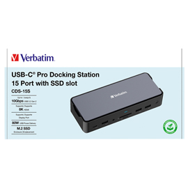 VERBATIM USB-C PRO DOCKING STATION 15 PORT WITH SSD SLOT CDS-15S VERB32173