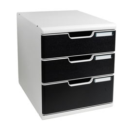 CASSETTIERA MODULO A4 -  35X28,8X32 CM - 3 CASSETTI - GRIGIO-NERO - EXACOMPTA 61954
