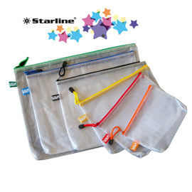 BUSTA A RETE CON CERNIERA VERDE - PVC - 31,2X41,2 CM - TRASPARENTE - STARLINE STL7312