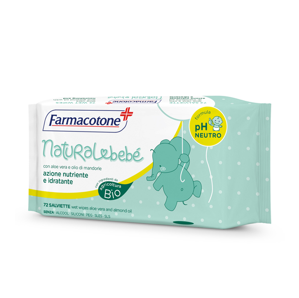 SALVIETTE IDRATANTI NATURAL BEBE' - FARMACOTONE - BUSTA DA 72 PEZZI 91605