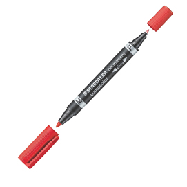 PENNARELLO LUMOCOLOR PERMANENT DUO 348 PUNTA FELTRO - UN TRATTO 0,60MM - UN TRATTO 1,50-4,00MM - ROSSO -STAEDTLER 52922