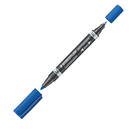 PENNARELLO LUMOCOLOR PERMANENT DUO 348 PUNTA FELTRO  - UN TRATTO 0,60MM - UN TRATTO 1,50-4,00MM - BLU - STAEDTLER 52921