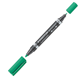 PENNARELLO LUMOCOLOR PERMANENT DUO 348 PUNTA IN FELTRO - UN TRATTO 0,60MM - UN TRATTO 1,50-4,00MM - VERDE  - STAEDTLER 52923
