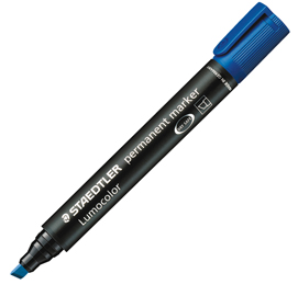 MARCATORE LUMOCOLOR PERMANENT 350 - PUNTA A SCALPELLO - TRATTO 2,0-5,0MM - BLU - STAEDTLER 25127