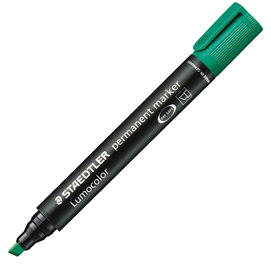 MARCATORE LUMOCOLOR PERMANENT 350  - PUNTA A SCALPELLO - TRATTO DA 2,0 A 5,0MM  - VERDE - STAEDTLER 25128