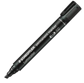 MARCATORE LUMOCOLOR PERMANENT 350 - PUNTA A SCALPELLO - TRATTO DA 2,0MM A 5,0MM - NERO - STAEDTLER 25123