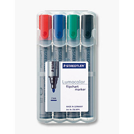 MARCATORE LUMOCOLOR FLIPCHART 356 - PUNTA TONDA - TRATTO 2,0MM - ASTUCCIO 4 COLORI - STAEDTLER 45513