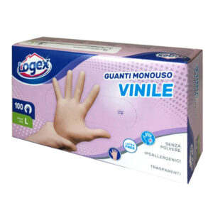 GUANTI MONOUSO - IN VINILE NON TALCATO - TG. L - LOGEX PROFESSIONAL 90959