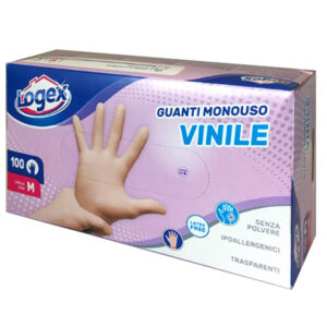 GUANTI MONOUSO IN VINILE NON TALCATO - TG. M - LOGEX PROFESSIONAL - SCATOLA 100 PEZZI 91329