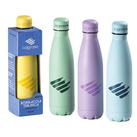 BORRACCIA TERMICA COLOROSA PASTEL - 500 ML - ACCIAIO INOX - COLORI ASSORTITI - RIPLAST 96969