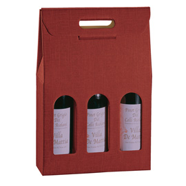 SCATOLA - 3 BOTTIGLIE - 27 X 9 X 38,5 CM - CARTONE SETA - BORDEAUX - SCOTTON 99301