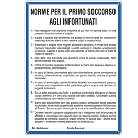 CARTELLO SEGNALATORE - 33,3X47 CM - NORME DI PRIMO SOCCORSO AGLI INFORTUNATI - ALLUMINIO - CARTELLI SEGNALATORI 76923