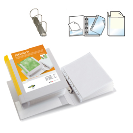 RACCOGLITORE PERSONALIZZABILE STELVIO TI - 3 ANELLI A D 30 MM - DORSO 4 CM - 15X21 CM - BIANCO - SEI ROTA 25489
