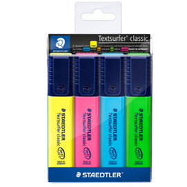 EVIDENZIATORE TEXTSURFER CLASSIC  - PUNTA A SCALPELLO - TRATTO DA 1,0-5,0MM - ASTUCCIO 4 COLORI - STAEDTLER 44744