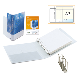 RACCOGLITORE PERSONALIZZABILE FLY - 4 ANELLI QUADRI 65 MM - DORSO 9 CM - 22X30 CM - BIANCO - SEI ROTA 74611