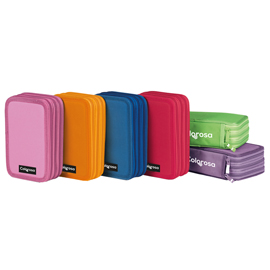 ASTUCCIO COLORS 3 ZIP - 13 X 20 X 7,5 CM - TESSUTO - COLORI ASSORTITI - COLOROSA 100973