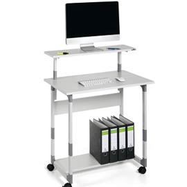 PC WORKSTATION SYSTEM 80 VH - 80X56,4X92-122 CM - 3 RIPIANI - CON RUOTE - GRIGIO - DURABLE 68261