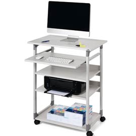 PC WORKSTATION SYSTEM 75 VH - 75 X53,4X95-125 CM - 5 RIPIANI - CON RUOTE - GRIGIO - DURABLE 68263
