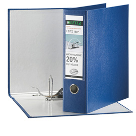 REGISTRATORE LEITZ 180  G65 - DORSO 8 CM - PROTOCOLLO 23X33 CM - BLU - LEITZ 53902