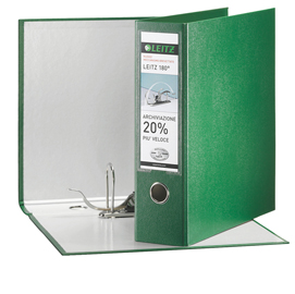 REGISTRATORE LEITZ 180  G65 - DORSO 8 CM - PROTOCOLLO 23X33 CM - VERDE - LEITZ 53904