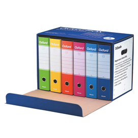 SCATOLA REGISTRATORI OXFORD BOX G85 - DORSO 8 CM - PROTOCOLLO 23X33 CM - COLORI ASSORTITI - ESSELTE - CONF. 6 PEZZI 66175