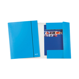 CARTELLA CON ELASTICO WOW - CARTONCINO PLASTIFICATO - 3 LEMBI - 25X35 CM - AZZURRO METAL - LEITZ 62139