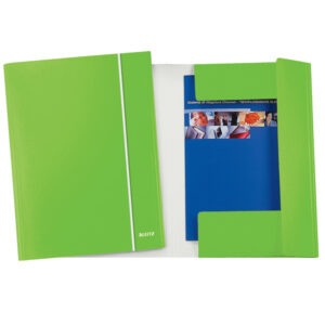 CARTELLA CON ELASTICO WOW - CARTONCINO PLASTIFICATO - 3 LEMBI - 25X35 CM - VERDE LIME - LEITZ 89321