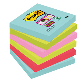 BLOCCO POST-IT 76X76 COL.FORTE SUPER STICKY - Acquistabile a multipli di 6 94374