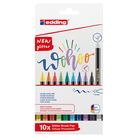 PENNARELLO BRUSH 1340 GLITTER - TRATTO DA 1,0 A 6,0 MM - COLORI ASSORTITI - EDDING - ASTUCCIO 10 PEZZI 101551
