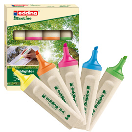 EVIDENZIATORE 24 ECOLINE - PUNTA A SCALPELLO - TRATTO DA 2,0-5,0MM - ASTUCCIO 4 COLORI  - EDDING 79940