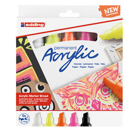 MARCATORE ACRILICO 5000 BROAD NEON - COLORI ASSORTITI - EDDING - CONF. 5 PEZZI 93366