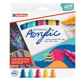 MARCATORE ACRILICO BROAD ABSTRACT - COLORI ASSORTITI - EDDING - CONF. 5 PEZZI 93365
