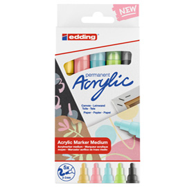 MARCATORE ACRILICO 5100 MEDIUM PASTEL - COLORI ASSORTITI - EDDING - CONF. 5 PEZZI 93367