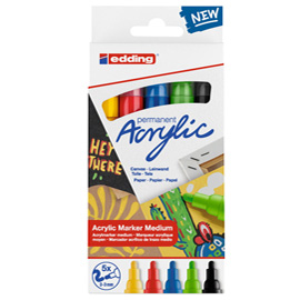 MARCATORE ACRILICO 5100 MEDIUM BASIC - COLORI ASSORTITI - EDDING - CONF. 5 PEZZI 93369