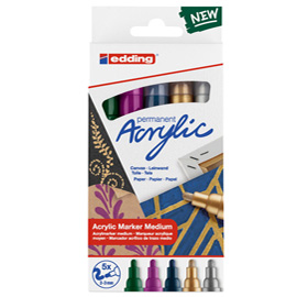 MARCATORE ACRILICO 5100 MEDIUM FESTA - COLORI ASSORTITI - EDDING - CONF. 5 PEZZI 93370