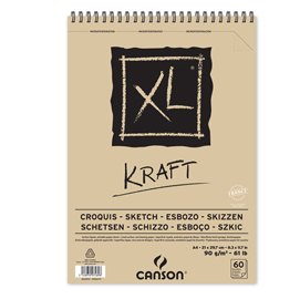 ALBUM SPIRALATO LATO CORTO XL KRAFT - A4 - 90 GR - 60 FOGLI - CANSON 85642